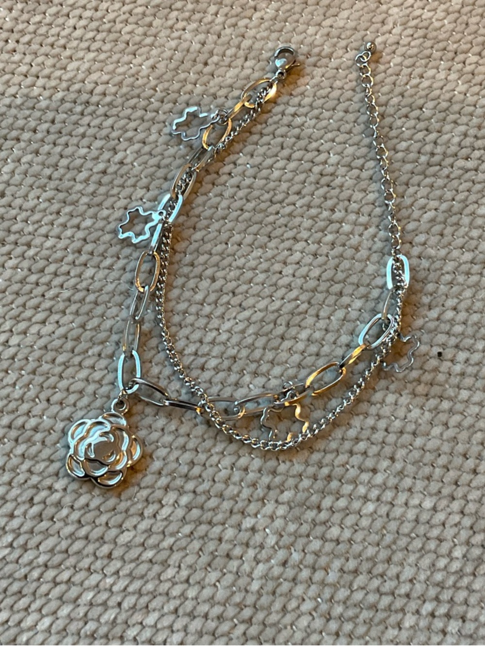 Jbloom Silver-tone Floral Multi-Chain Charm Bracelet - Women's Jewelry